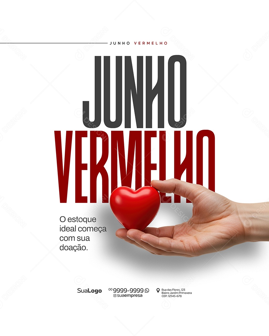 Junho Vermelho Doe Sangue Doe Vida Social Media PSD Editável