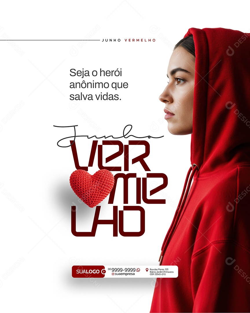 Junho Vermelho Doe Sangue Doe Vida Social Media PSD Editável