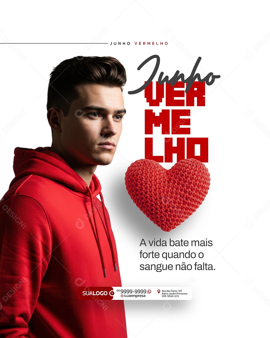 Junho Vermelho Doe Sangue Doe Vida Social Media PSD Editável