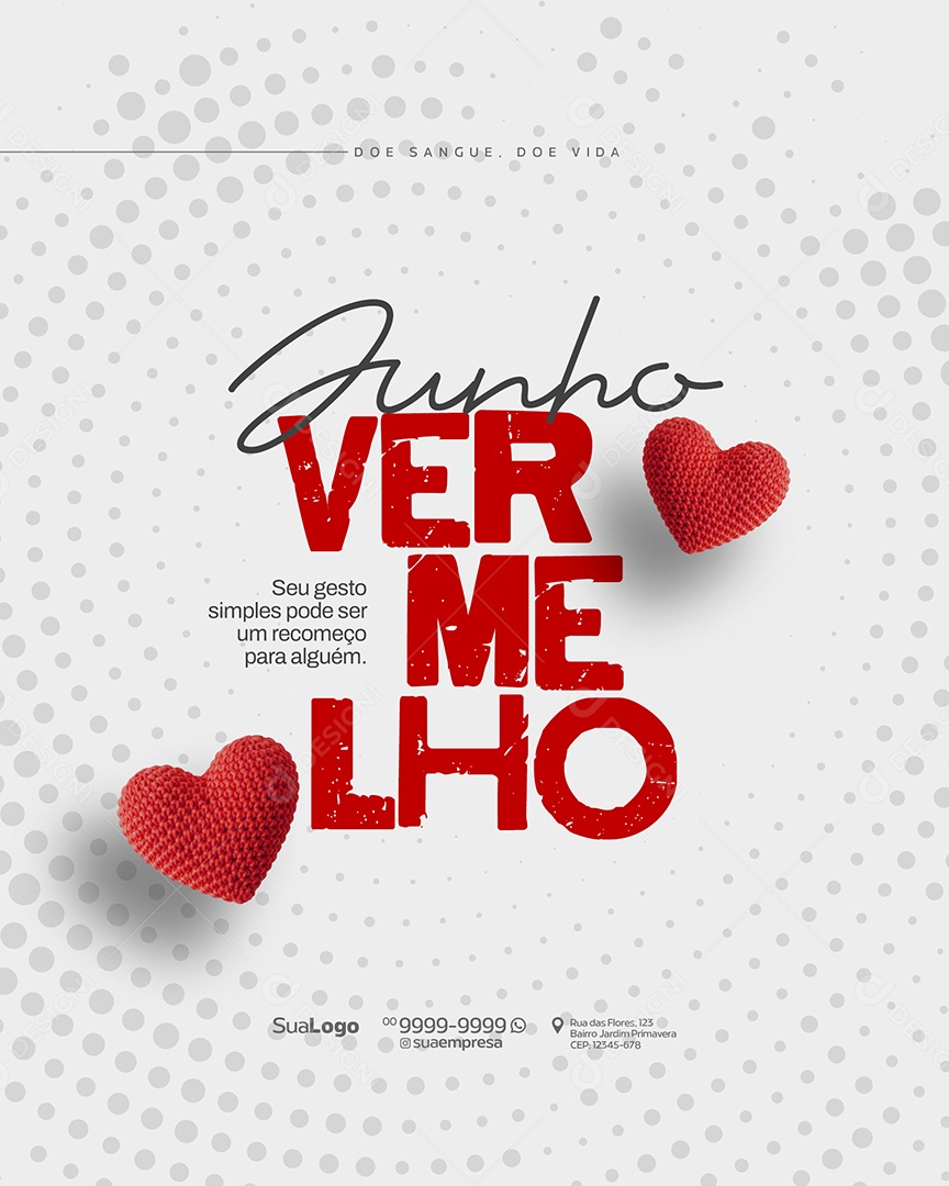 Junho Vermelho Doe Sangue Doe Vida Social Media PSD Editável