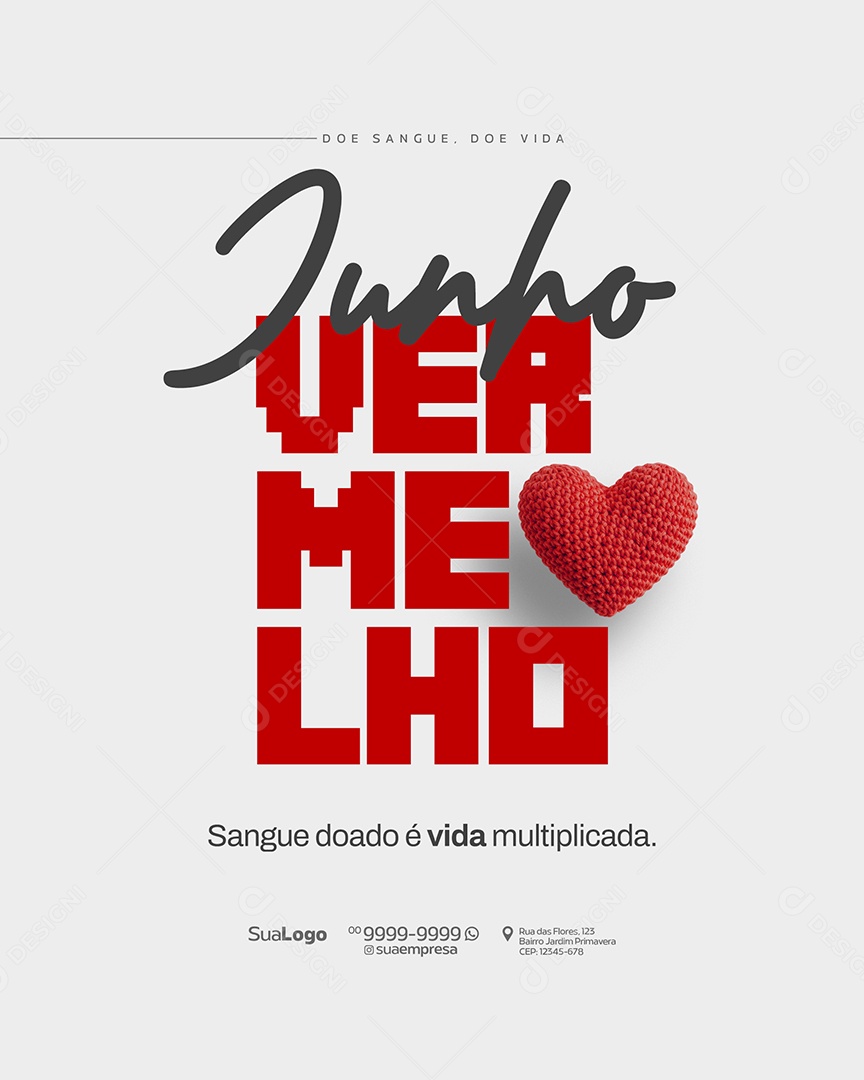 Junho Vermelho Doe Sangue Doe Vida Social Media PSD Editável