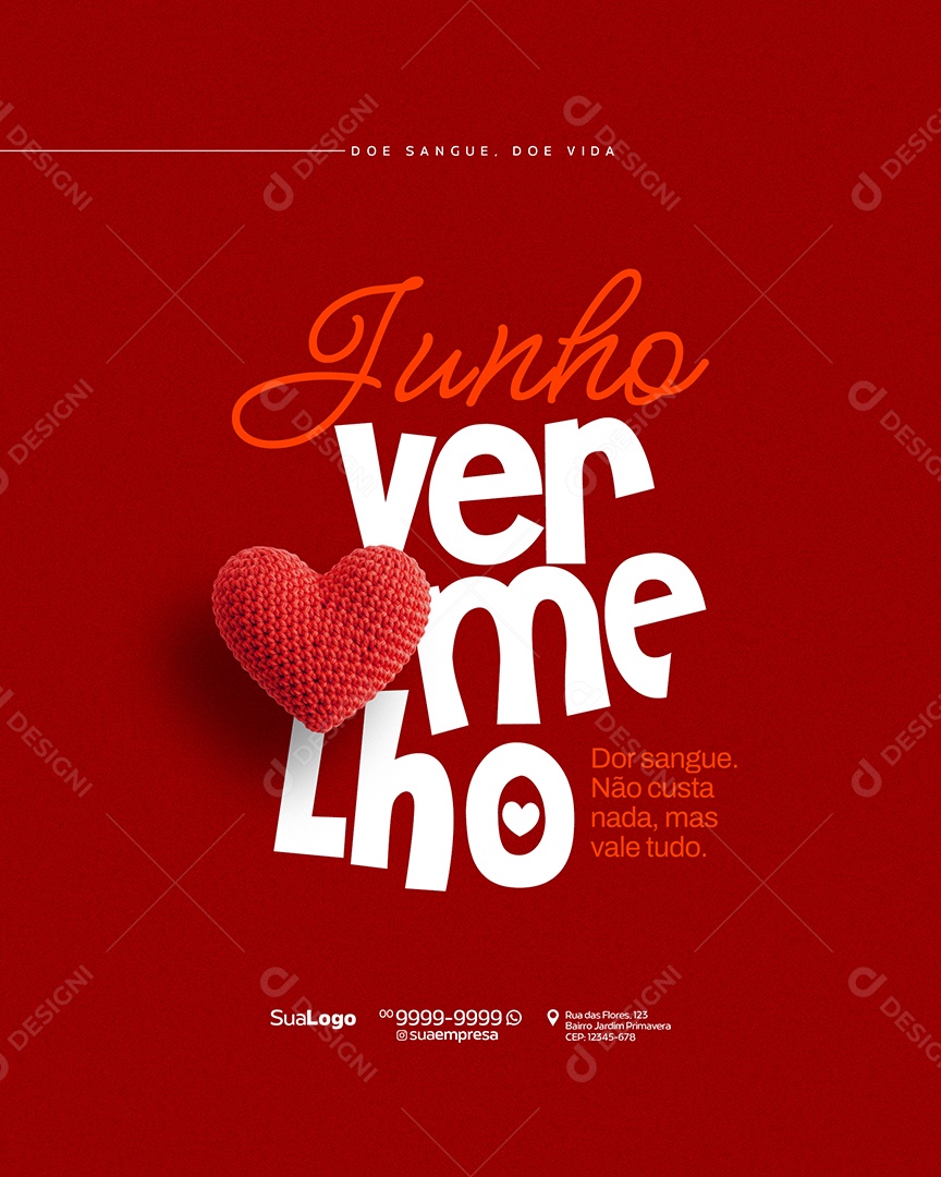 Junho Vermelho Doe Sangue Doe Vida Social Media PSD Editável