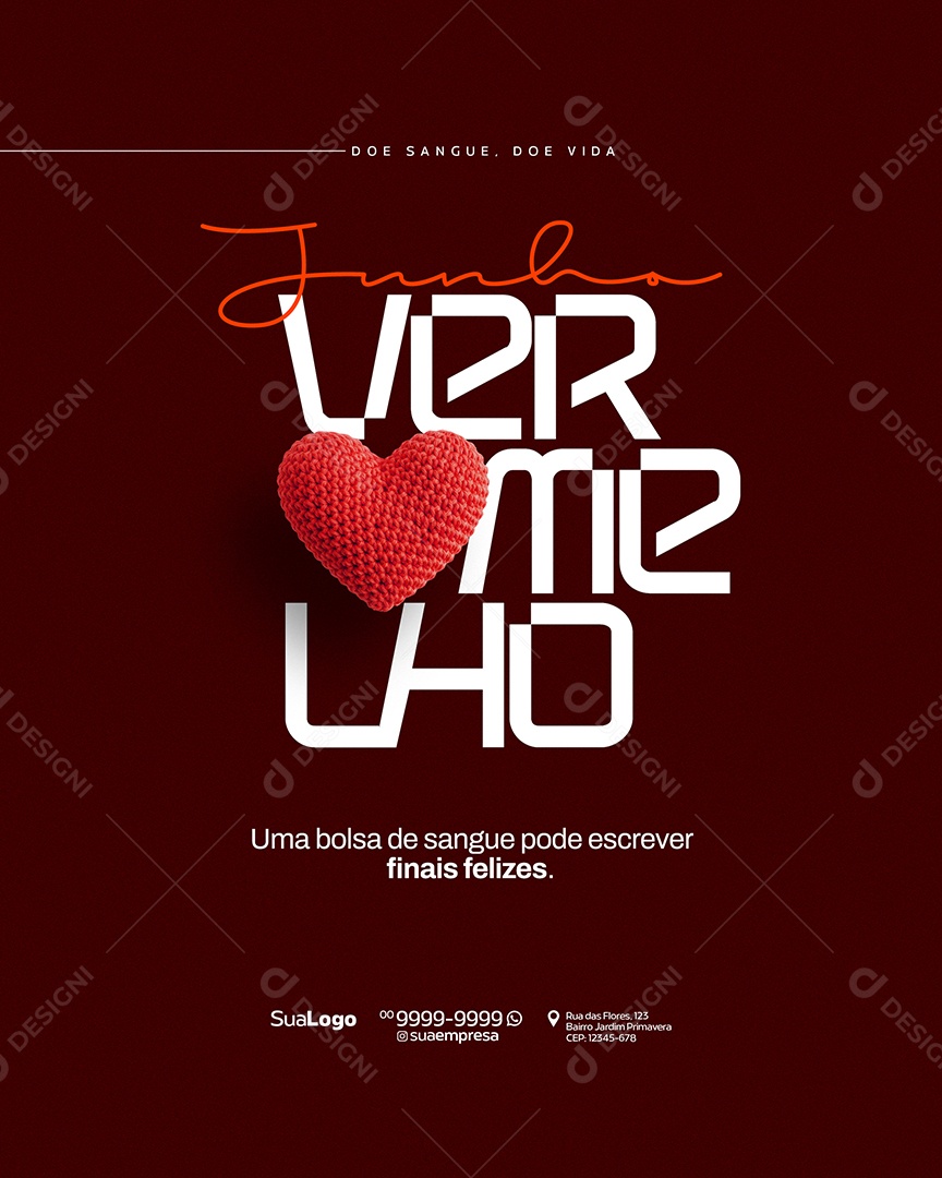 Junho Vermelho Doe Sangue Doe Vida Social Media PSD Editável