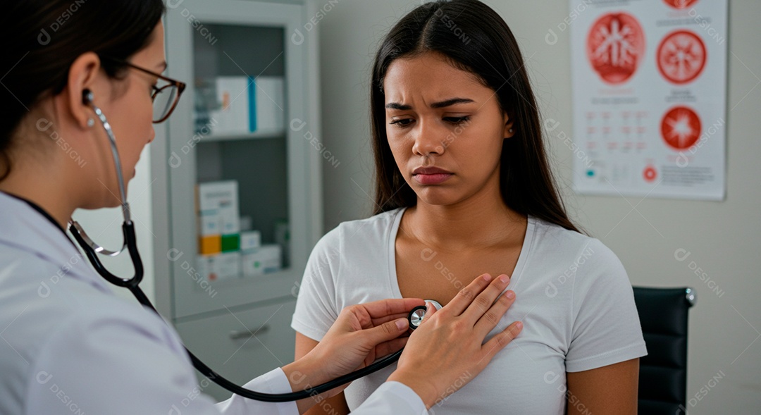 Enfermeira jovem cuidando de seu paciente de bronquite em um hospital