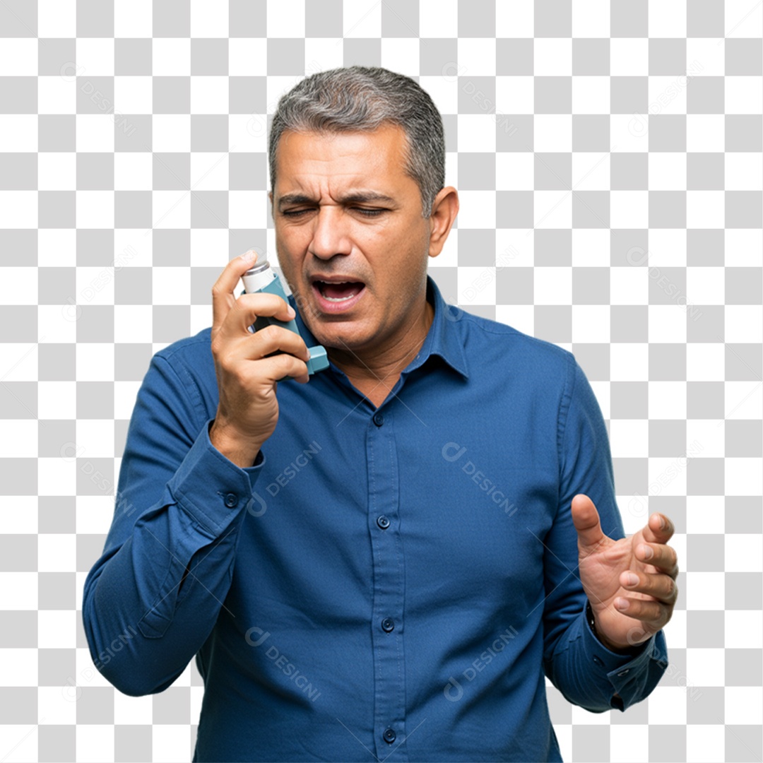 Homem com Bronquite Doente PNG Transparente