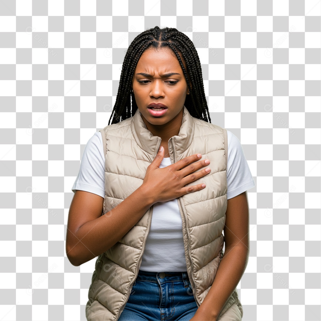 Mulher com Bronquite Doente PNG Transparente