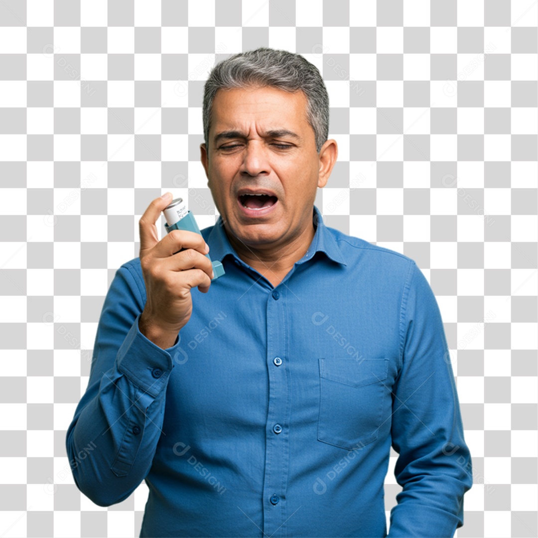 Homem com Bronquite Doente PNG Transparente