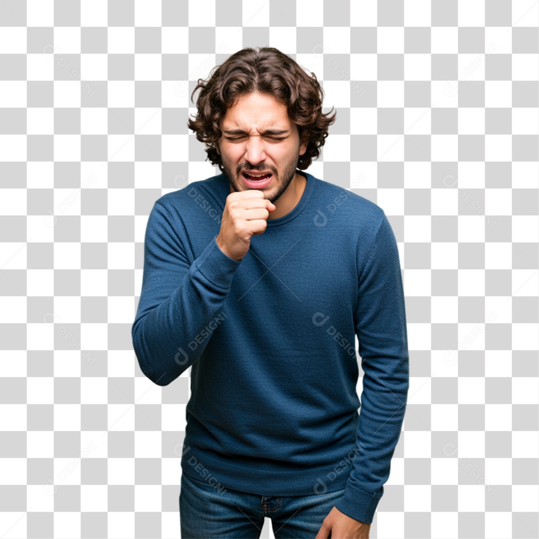 Homem com Bronquite Doente PNG Transparente
