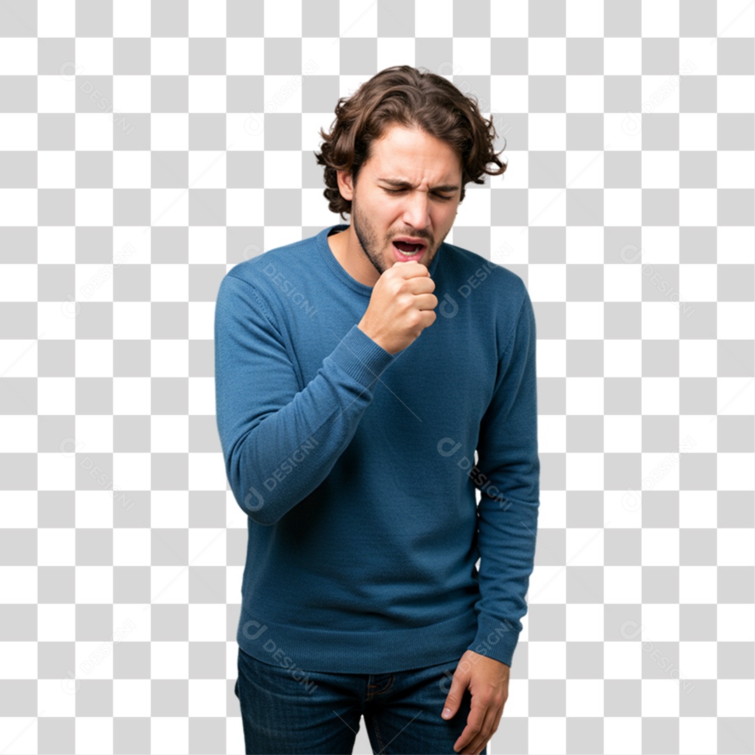 Homem com Bronquite Doente PNG Transparente