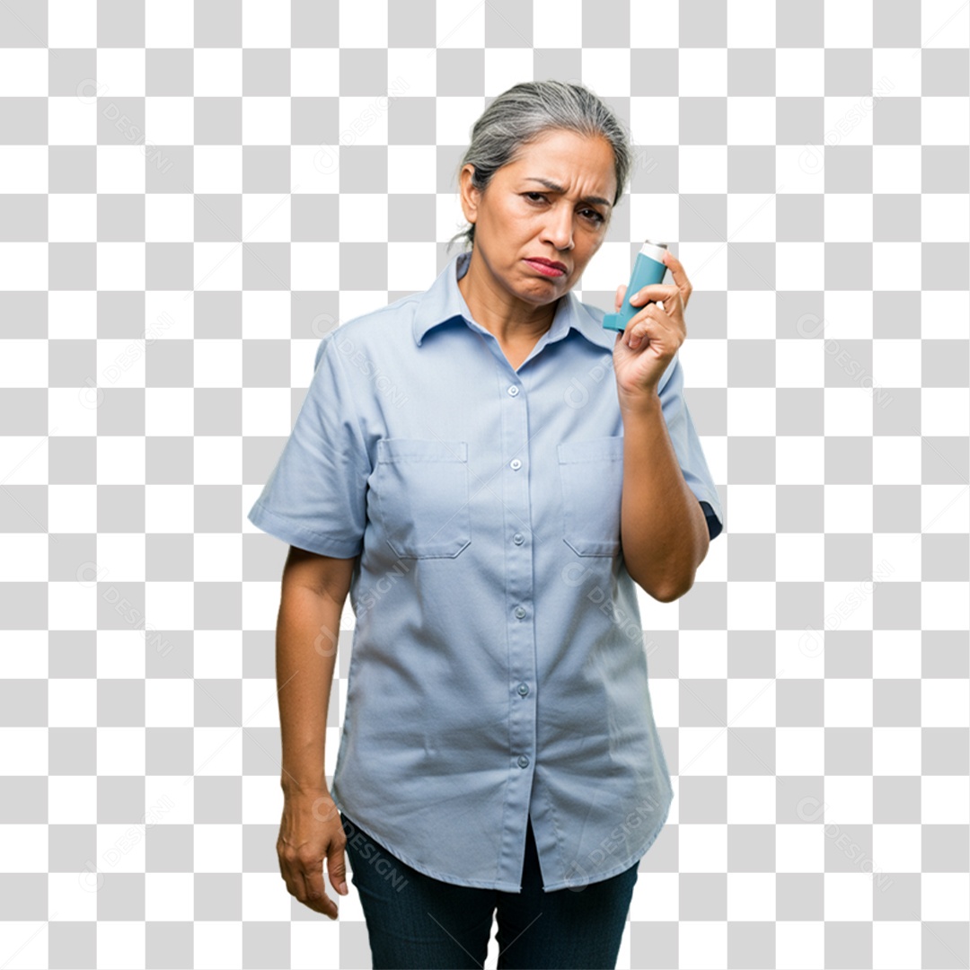 Mulher com Bronquite Doente PNG Transparente