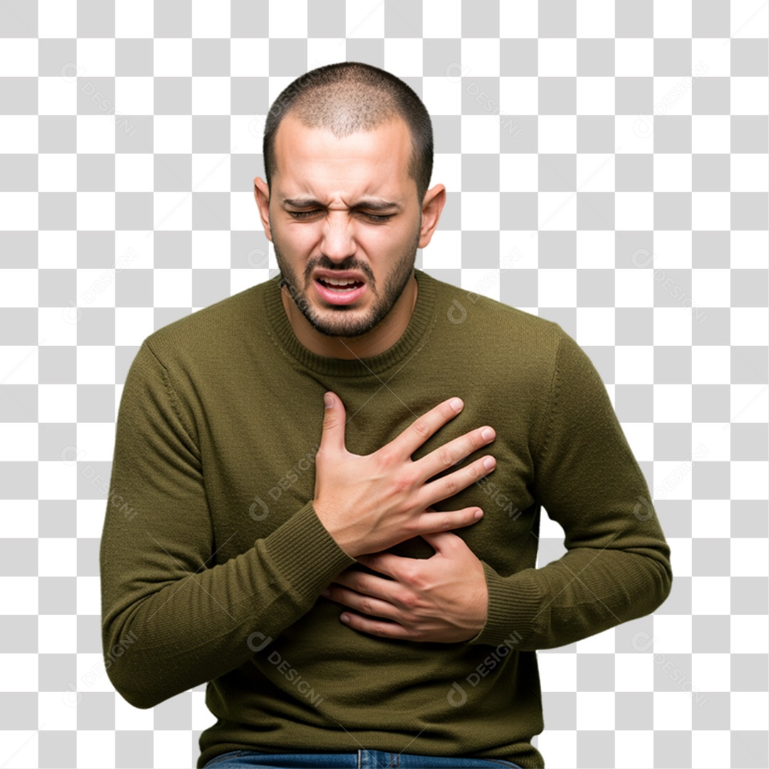 Homem com Bronquite Doente PNG Transparente