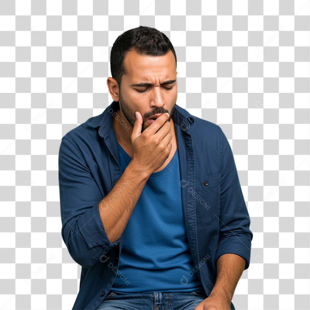 Homem com Bronquite Doente PNG Transparente