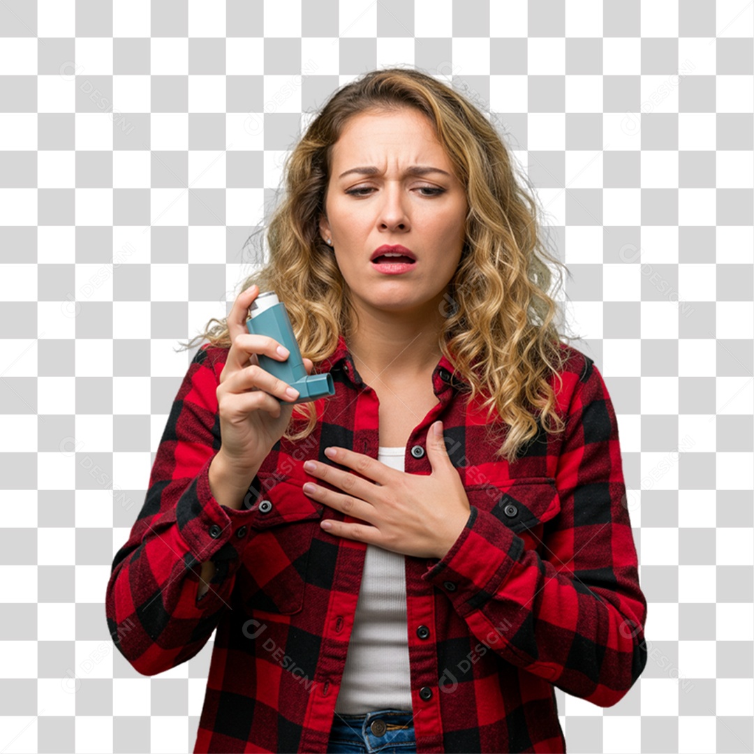 Mulher com Bronquite Doente PNG Transparente