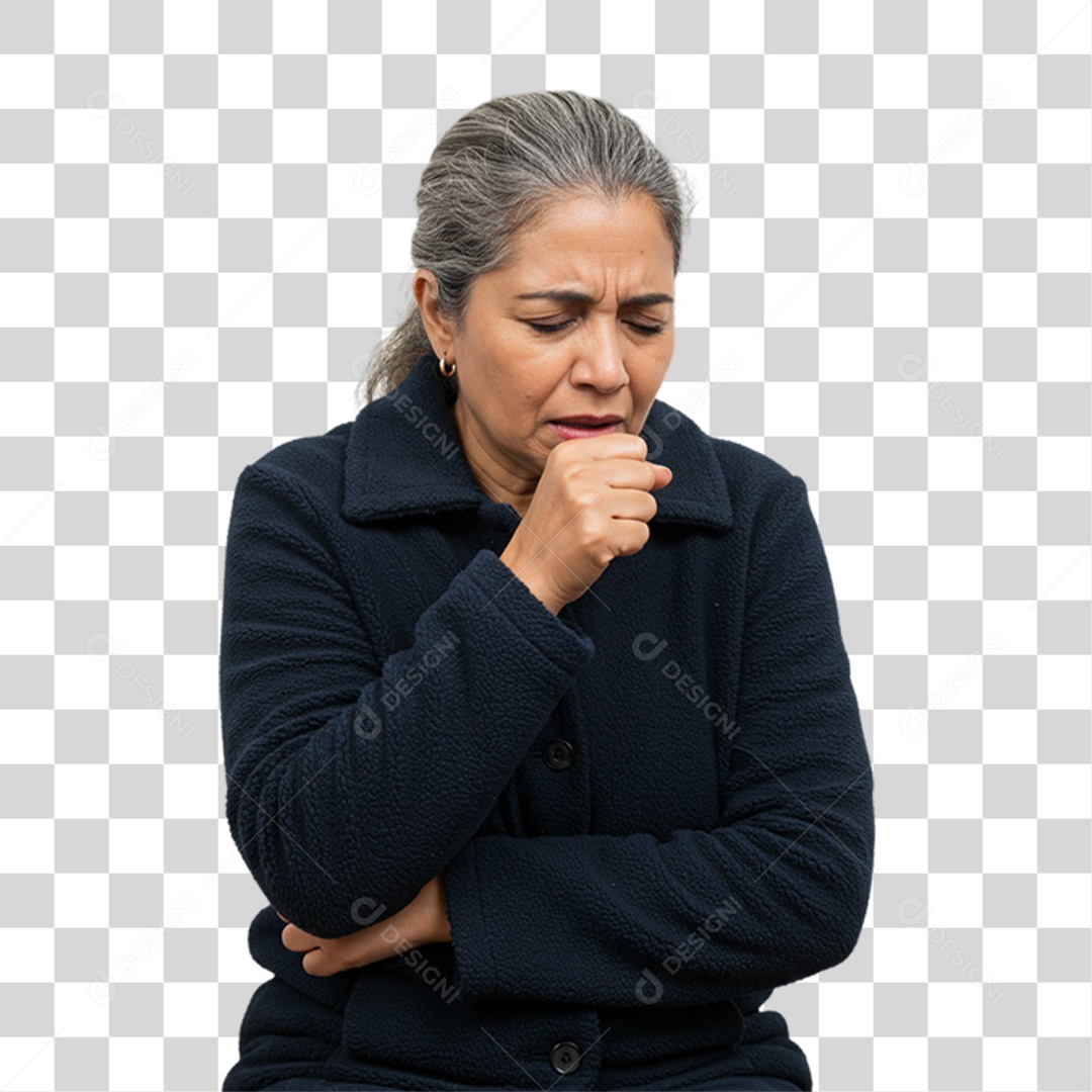 Mulher com Bronquite Doente PNG Transparente