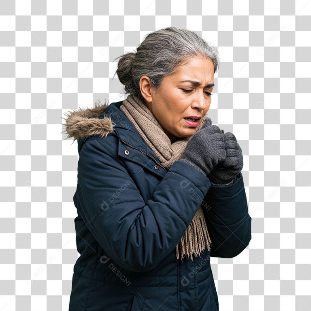 Mulher com Bronquite Doente PNG Transparente