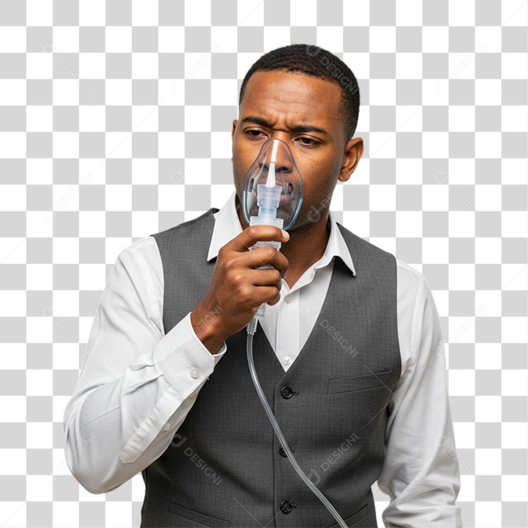 Homem com Bronquite Doente PNG Transparente