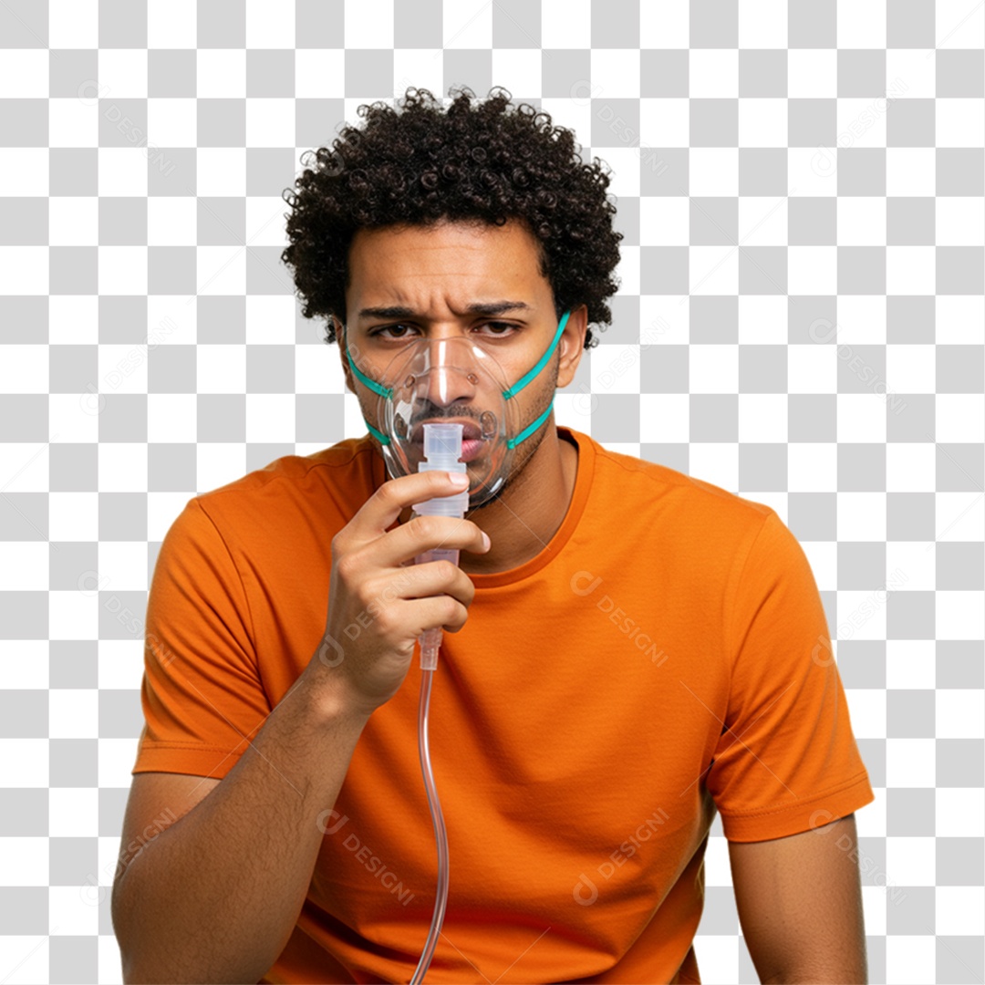 Homem com Bronquite Doente PNG Transparente