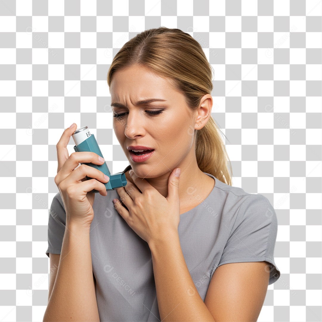 Mulher com Bronquite Doente PNG Transparente