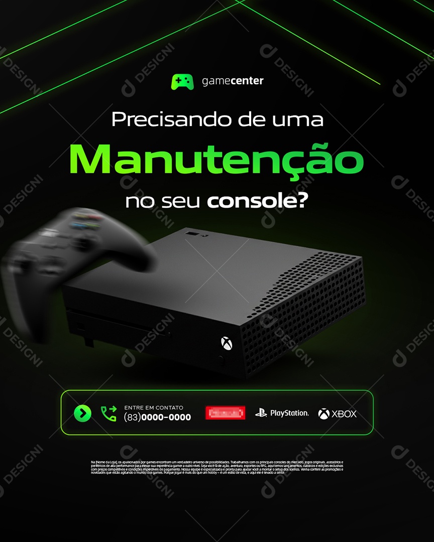 Loja de Video Game Precisando de Uma Manutenção Social Media PSD Editável