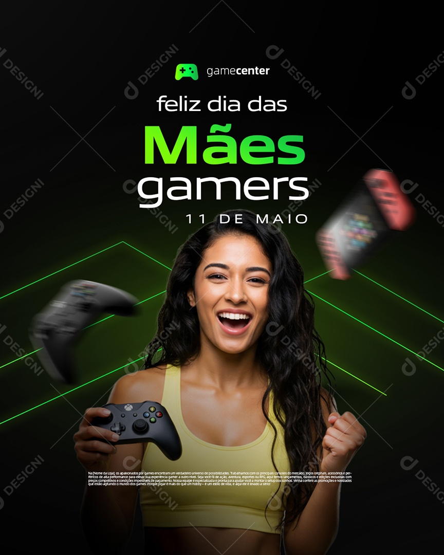 Loja de Video Game Feliz Dia das Mães Gamers 11 de Maio Social Media PSD Editável