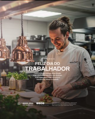 Feliz Dia Do Trabalhador 01 de Maio Social Media PSD Editável