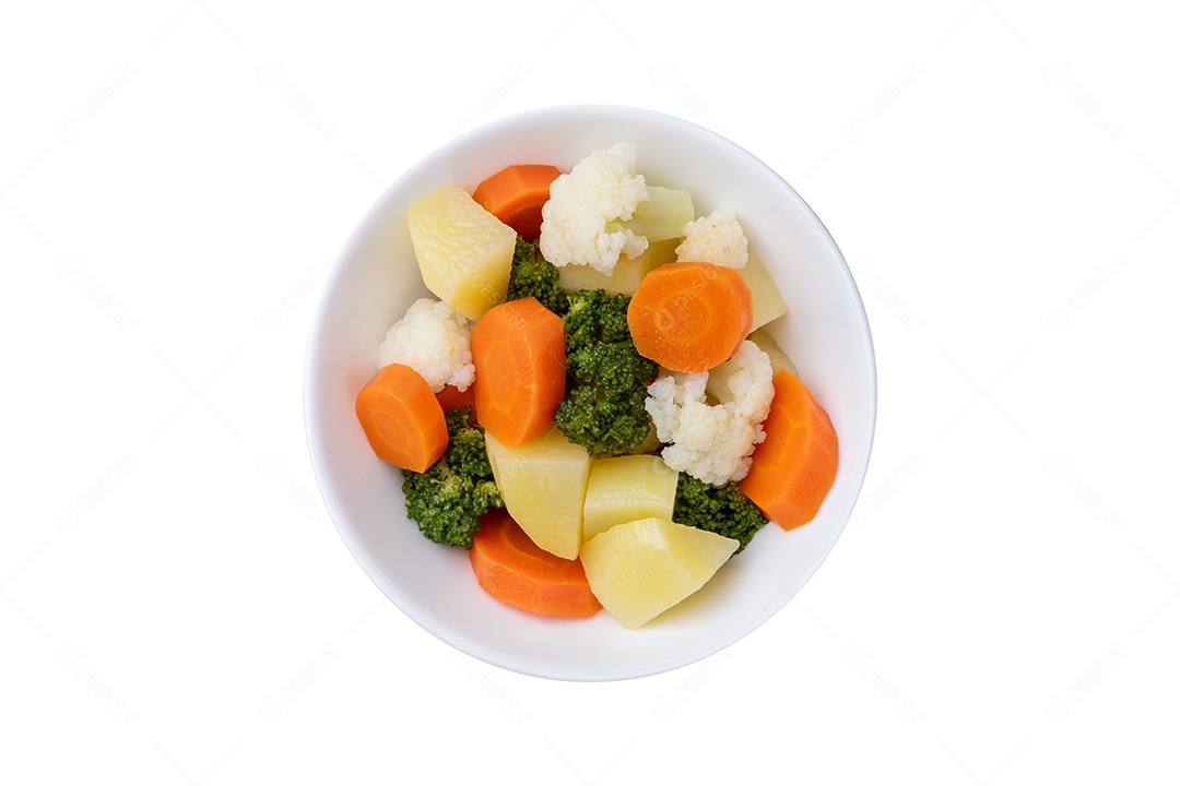 Legumes Cozidos fundo isolado branco