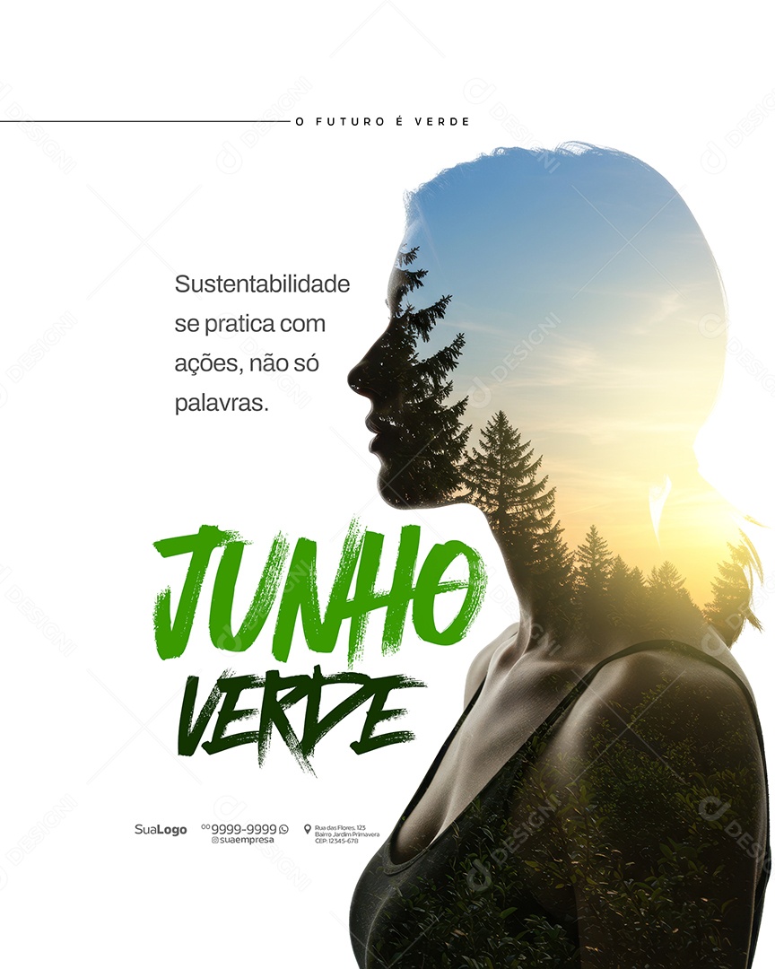 Junho Verde O Futuro é Verde Social Media PSD Editável