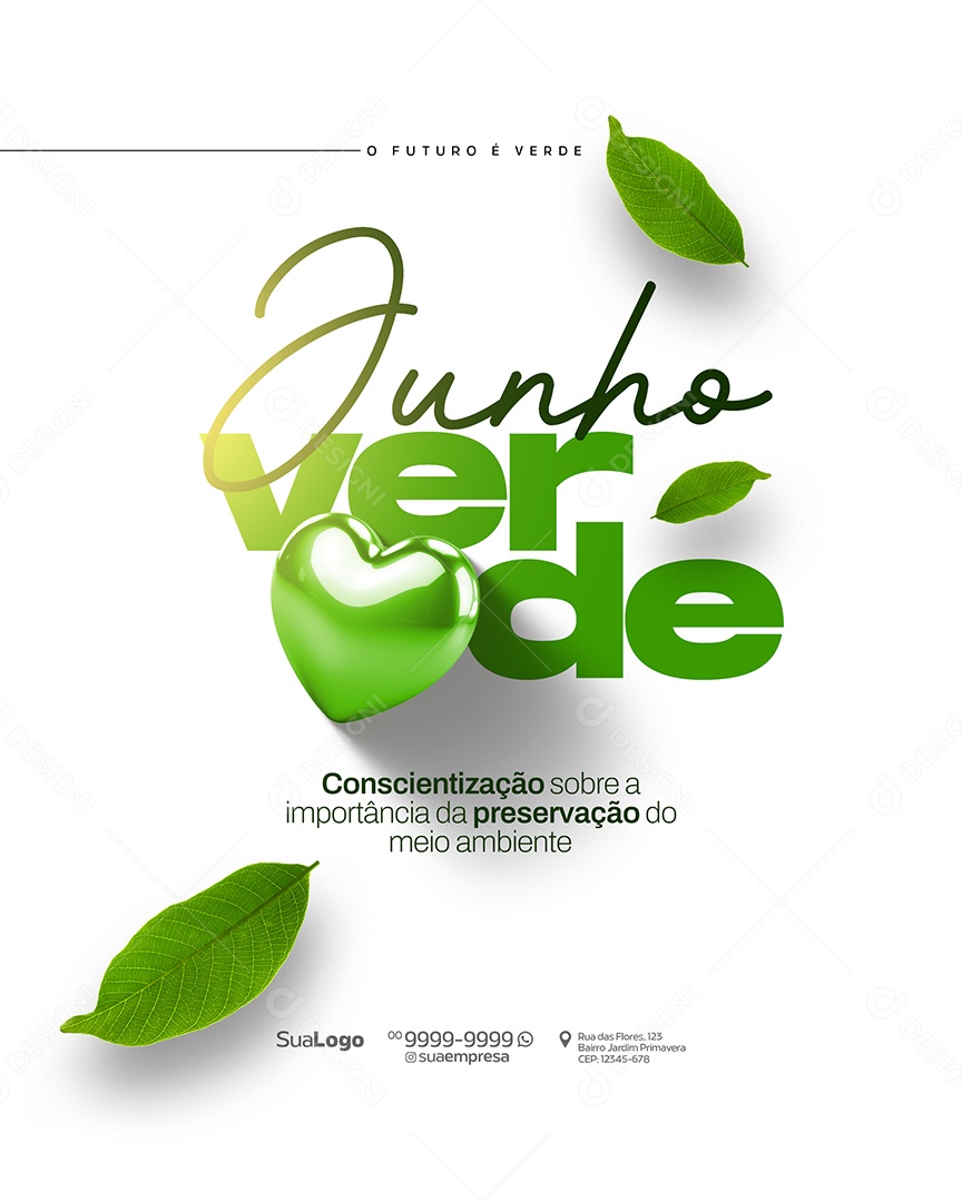 Junho Verde Coscientização Sobre a Importância da Preservação do Meio Ambiente Social Media PSD Editável