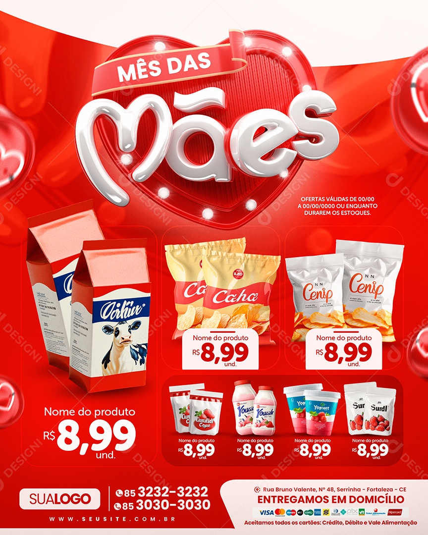 Tabloide Mês Das Mães Supermercado Produtos Social Media PSD Editável