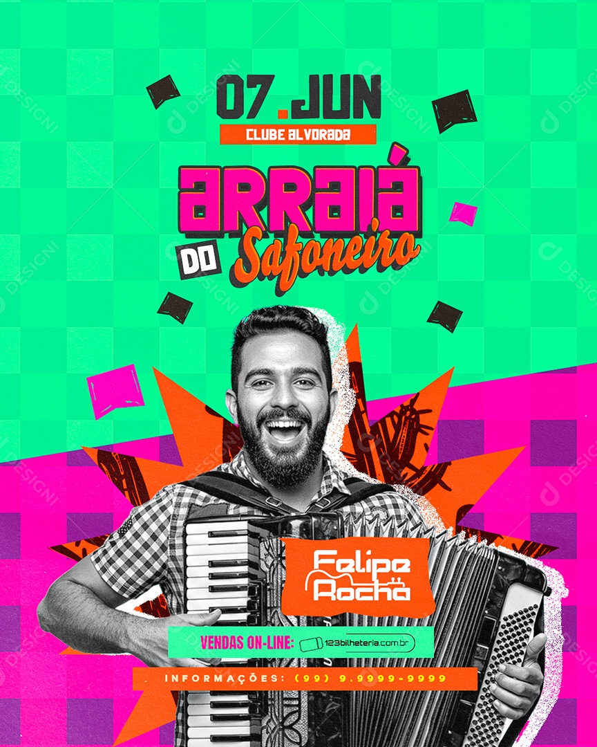 Flyer Arraiá do Safoneiro Social Media PSD Editável