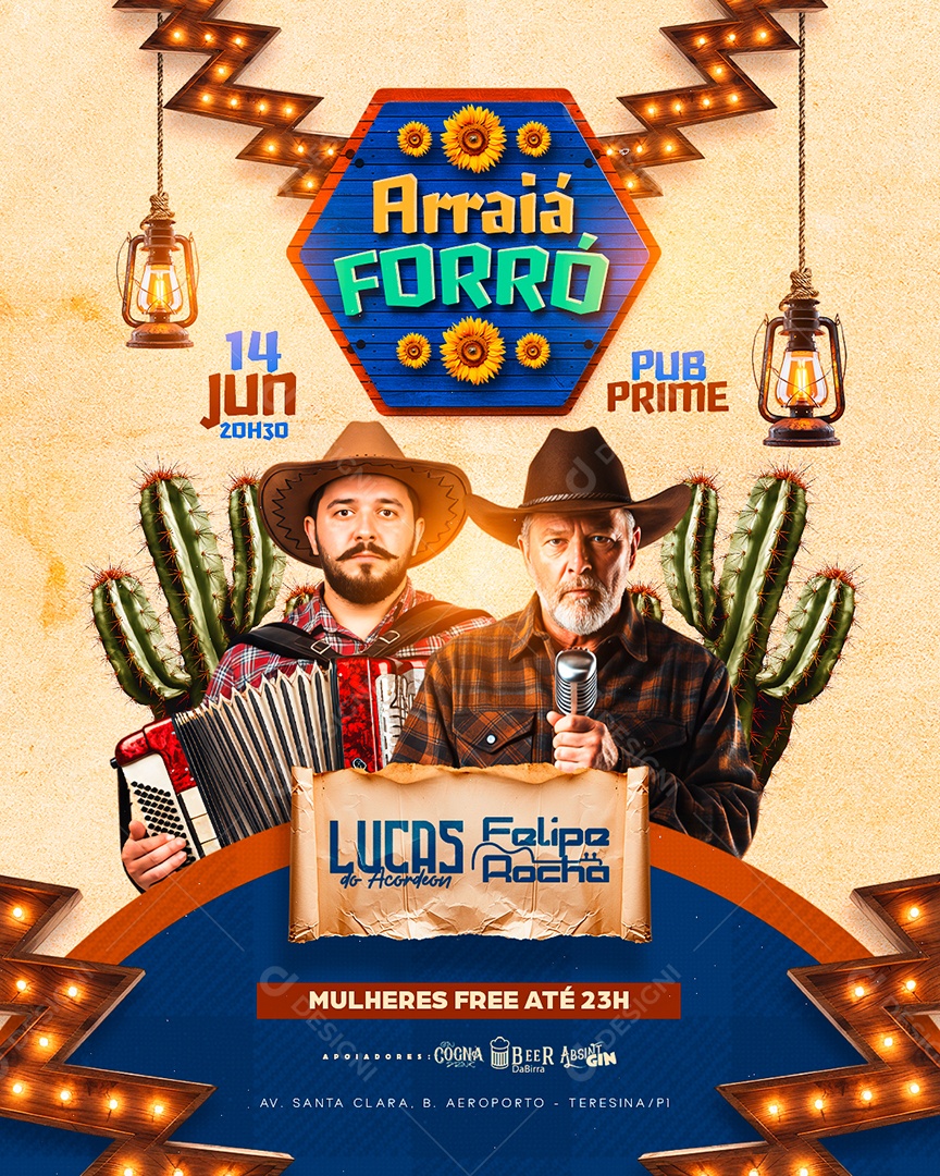 Flyer Arraiá Forró Social Media PSD Editável