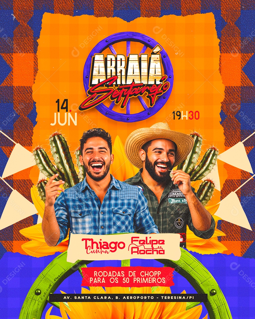 Flyer Arraiá Sertanejo Social Media PSD Editável