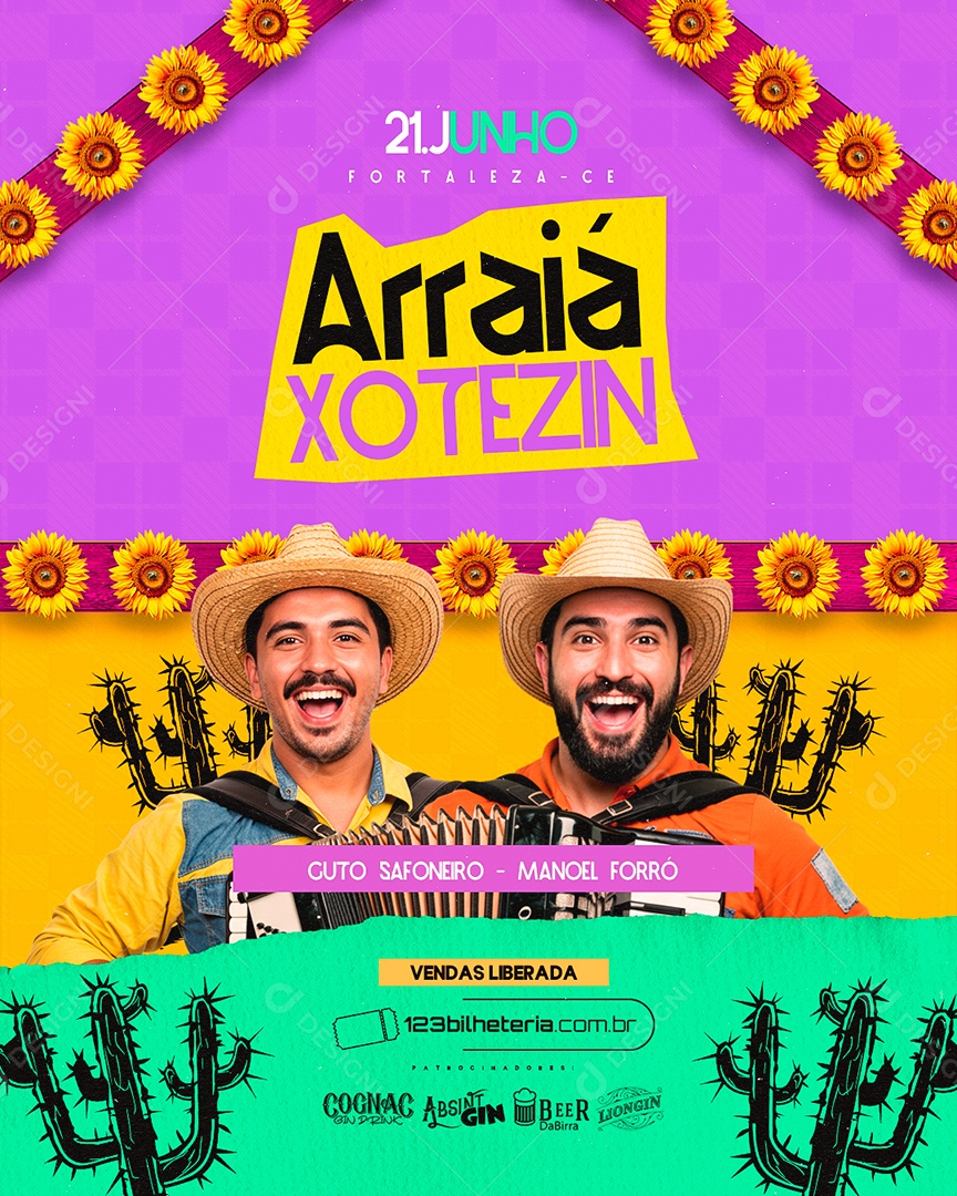 Flyer Arraiá Xotezin Social Media PSD Editável