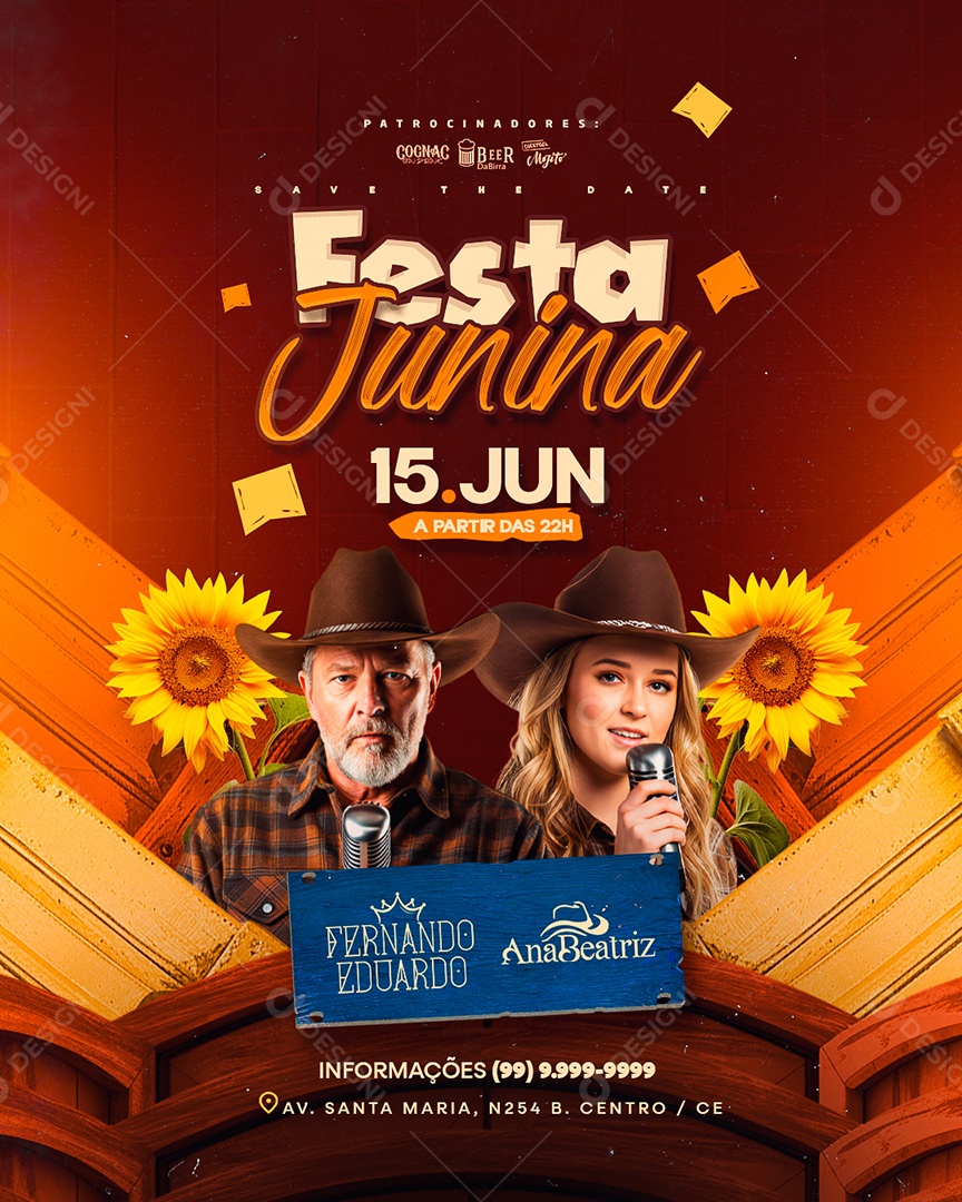Flyer Festa Junina Social Media PSD Editável