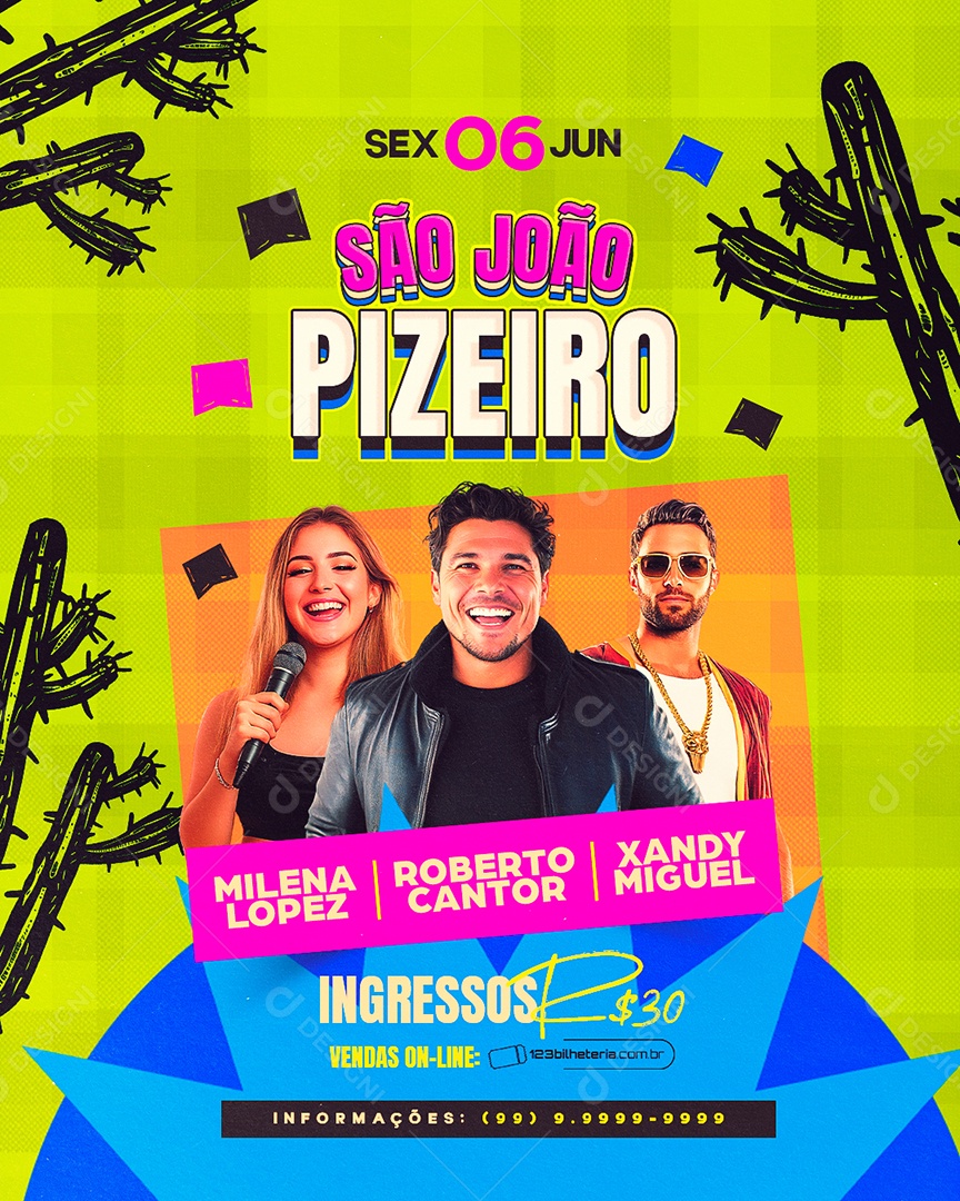 Flyer São João Pizeiro Social Media PSD Editável