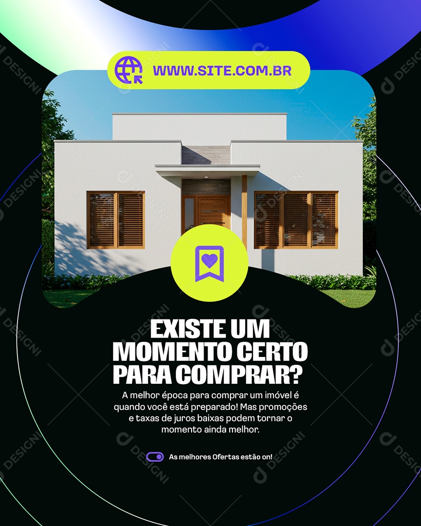 Imobiliária Existe Um Momento Certo para Comprar Social Media PSD Editável