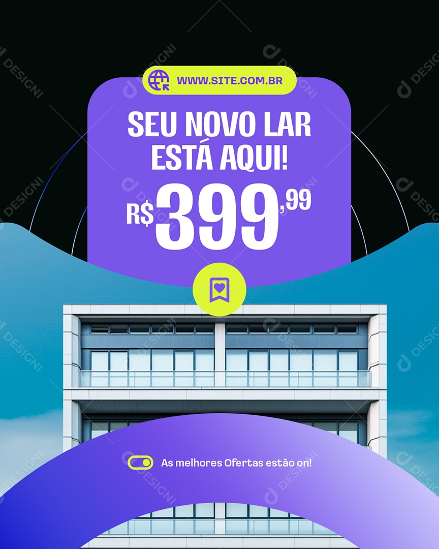 Imobiliária Seu Novo Lar Está Aqui Social Media PSD Editável