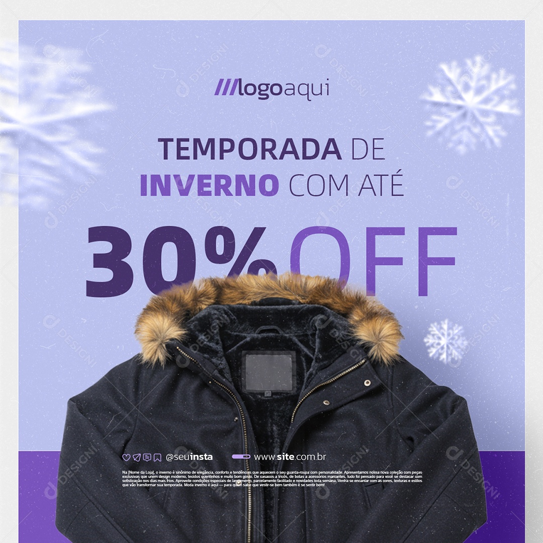Temporada de Inverno com Até 30% Off Social Media PSD Editável