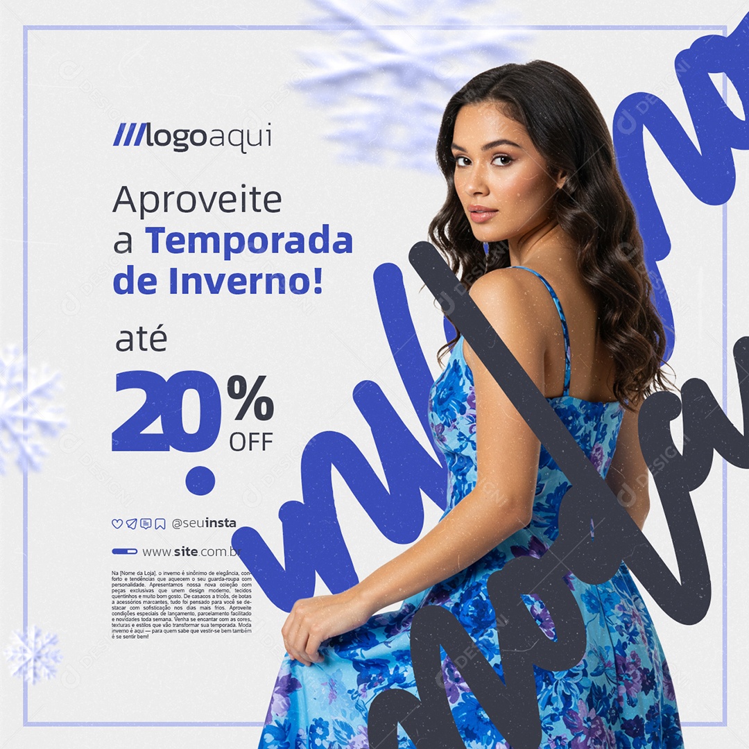 Aproveite a Temporada de Inverno Até 20% Off Social Media PSD Editável
