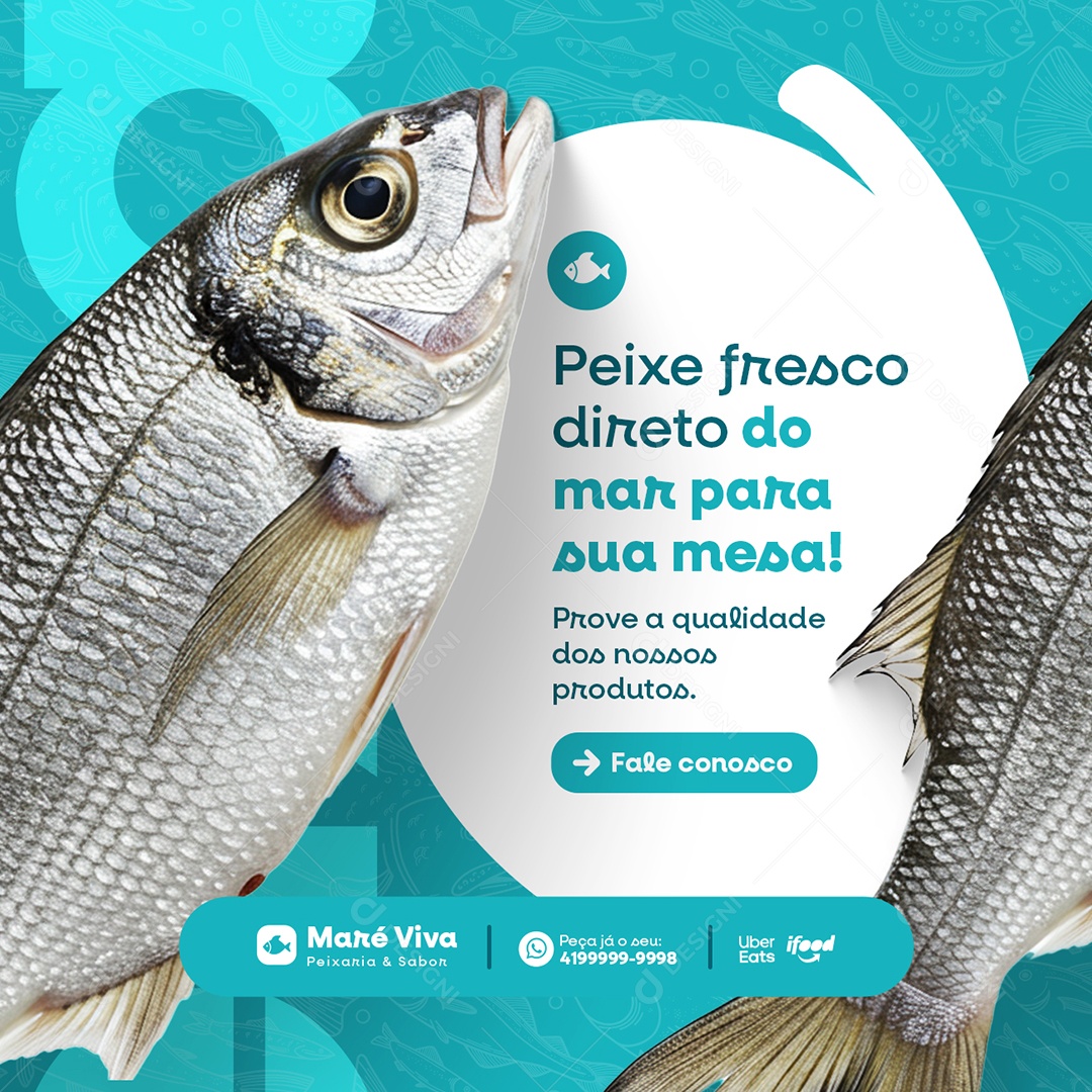 Peixaria Peixe Fresco Direto do Mar para Sua Mesa Social Media PSD Editável