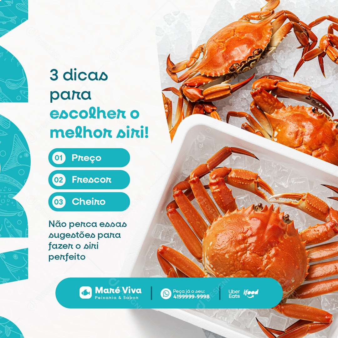 Peixaria Três Dicas para Escolher o Melhor Siri Social Media PSD Editável