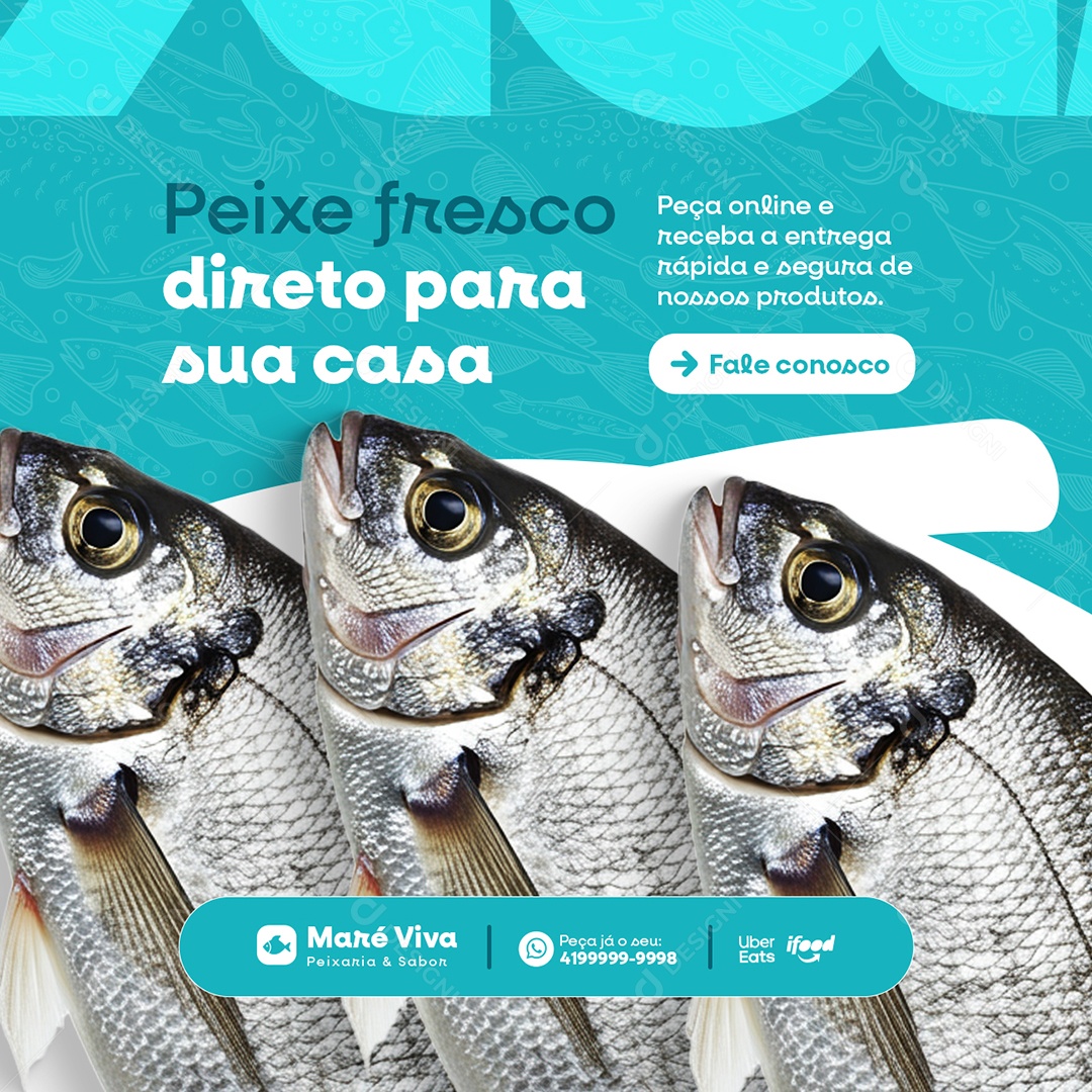 Peixaria Peixe Fresco Direto para Sua Casa Social Media PSD Editável