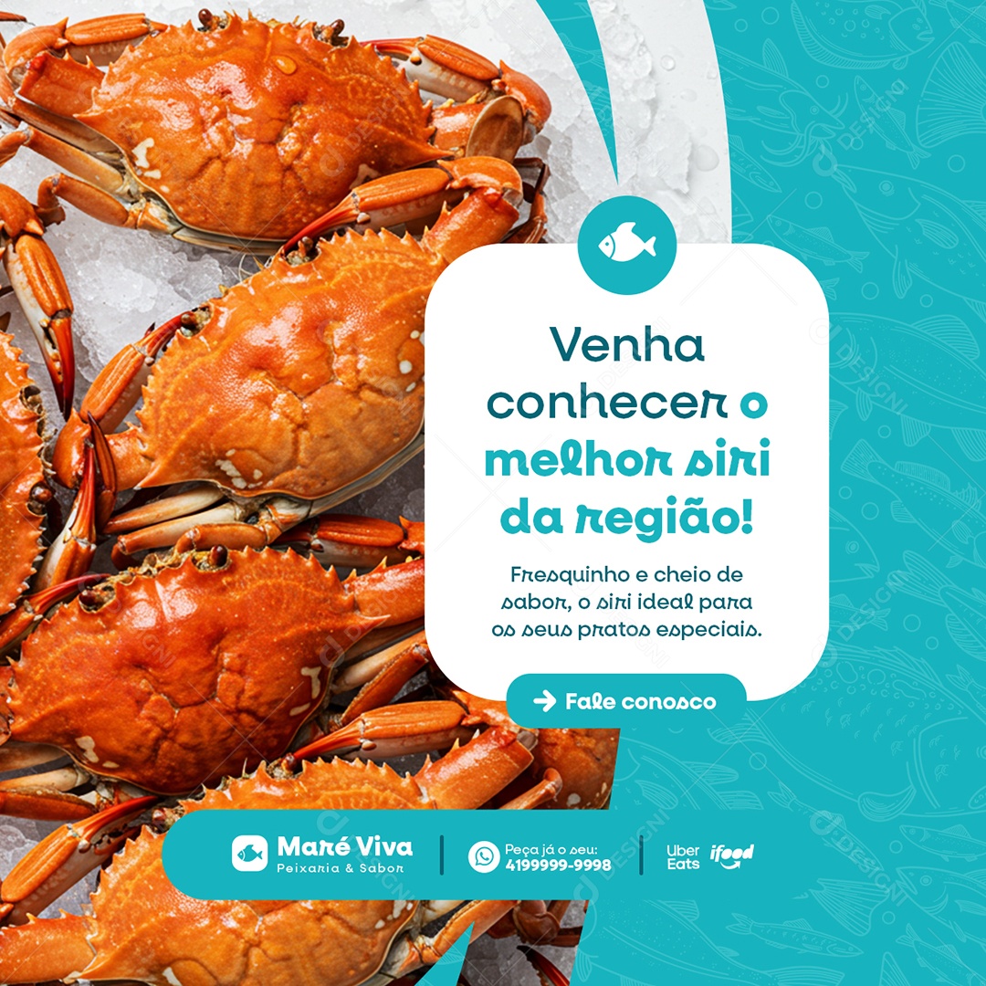 Peixaria Venha Conhecer o Melhor Siri da Região Social Media PSD Editável
