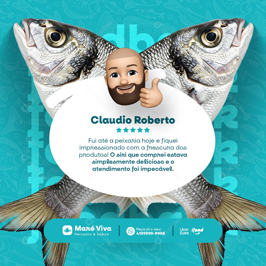 Peixaria Feedback Claudio Roberto Atendimento Foi Impecável Social Media PSD Editável