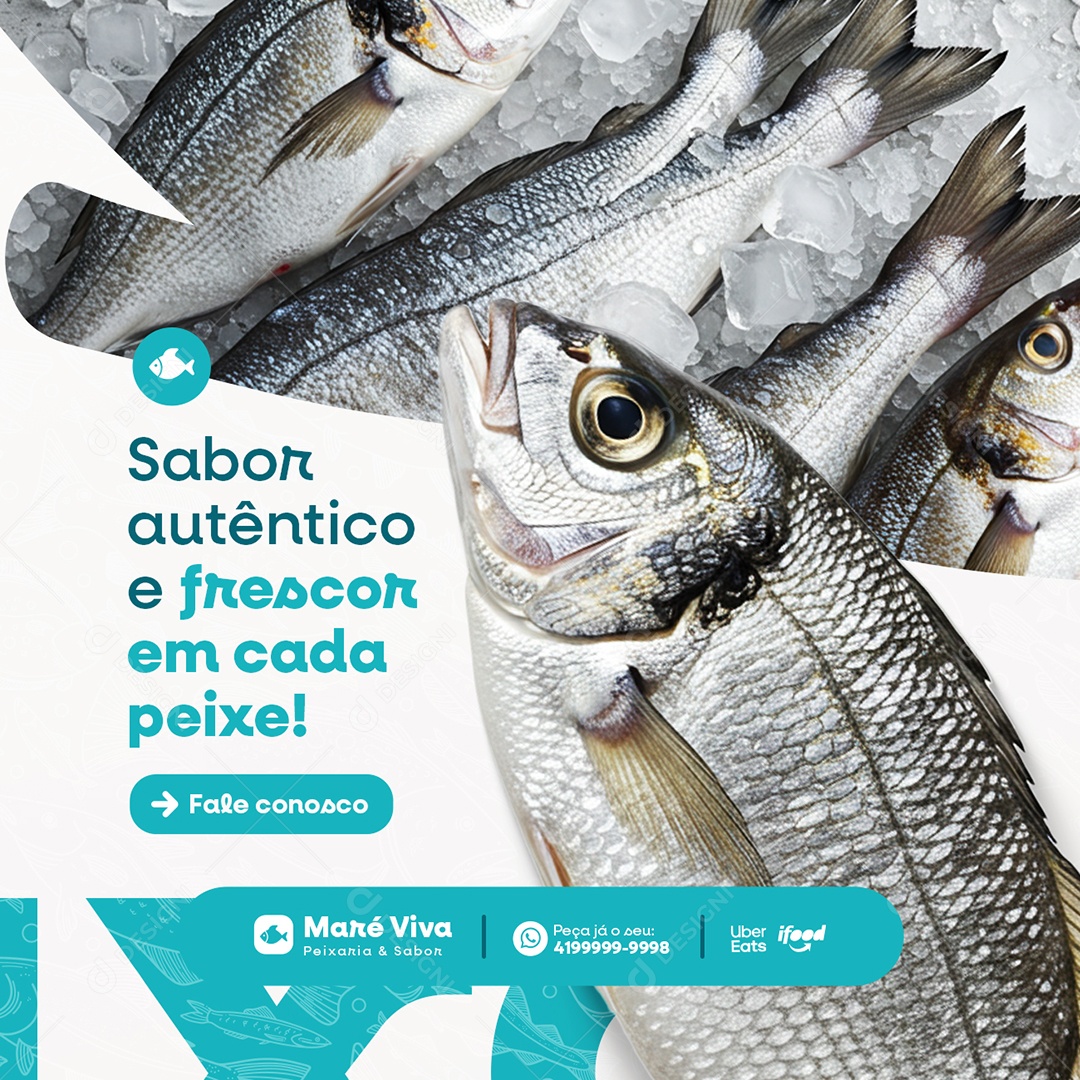 Peixaria Sabor Autêntico e Frescor em Cada Peixe Social Media PSD Editável