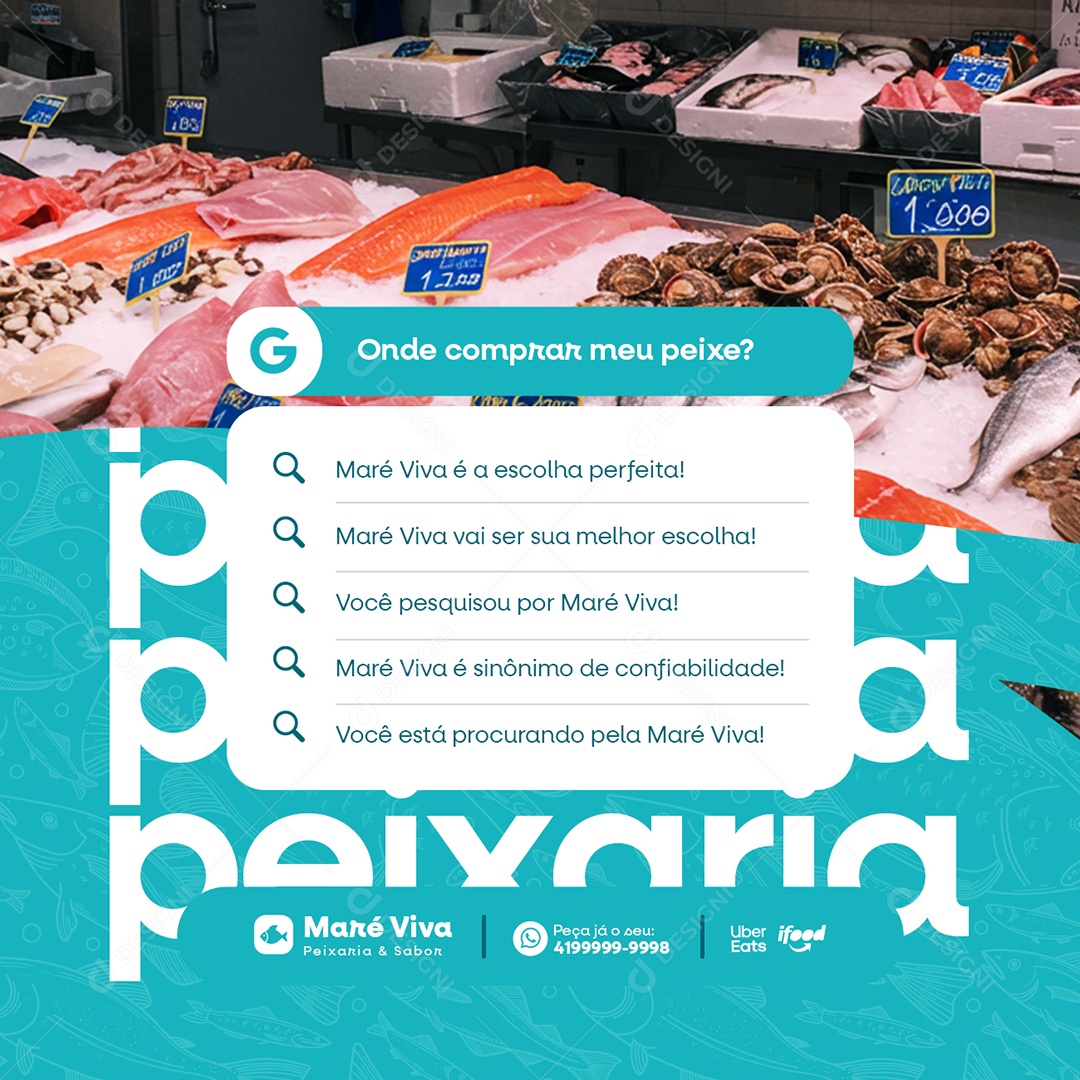Peixaria Onde Comprar Meu Peixe Social Media PSD Editável