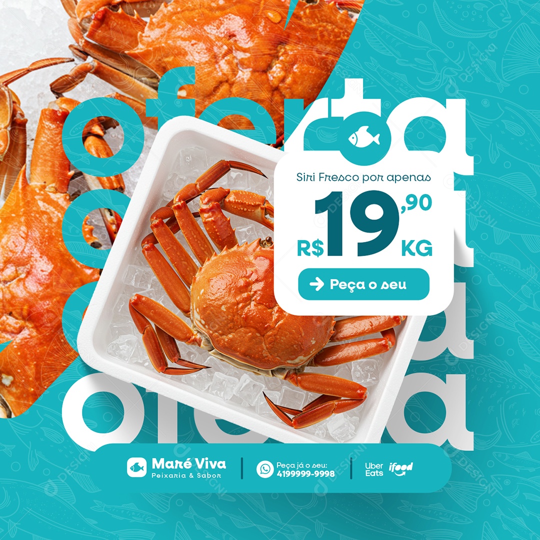 Peixaria Siri Fresco Social Media PSD Editável