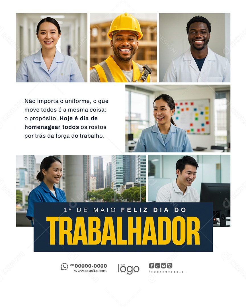 Feliz Dia Do Trabalhador 01 de Maio Social Media PSD Editável