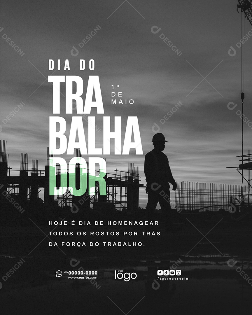 Feliz Dia Do Trabalhador 01 de Maio Social Media PSD Editável
