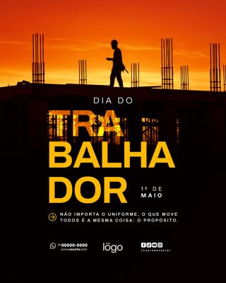 Feliz Dia Do Trabalhador 01 de Maio Social Media PSD Editável